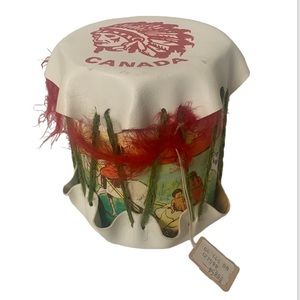 Vintage Souvenir Native American Indian Toy Drum Canada 5” Tall NEW